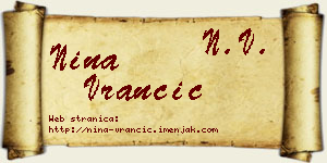 Nina Vrančić vizit kartica